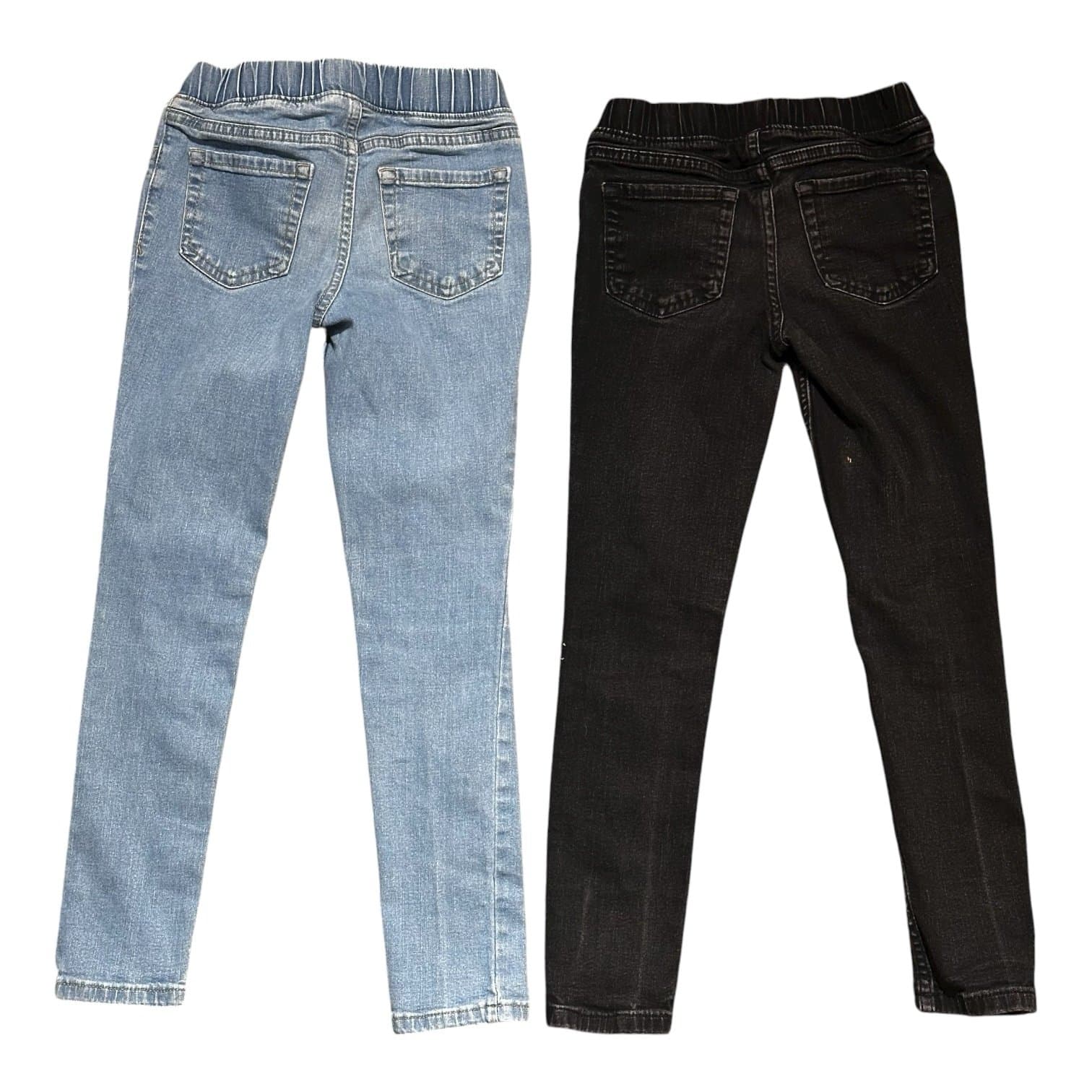Lot of 2 Cat & Jack Elastic Waist Jeans – Size 7 (Black + Light Wash) - Thumbnail 2