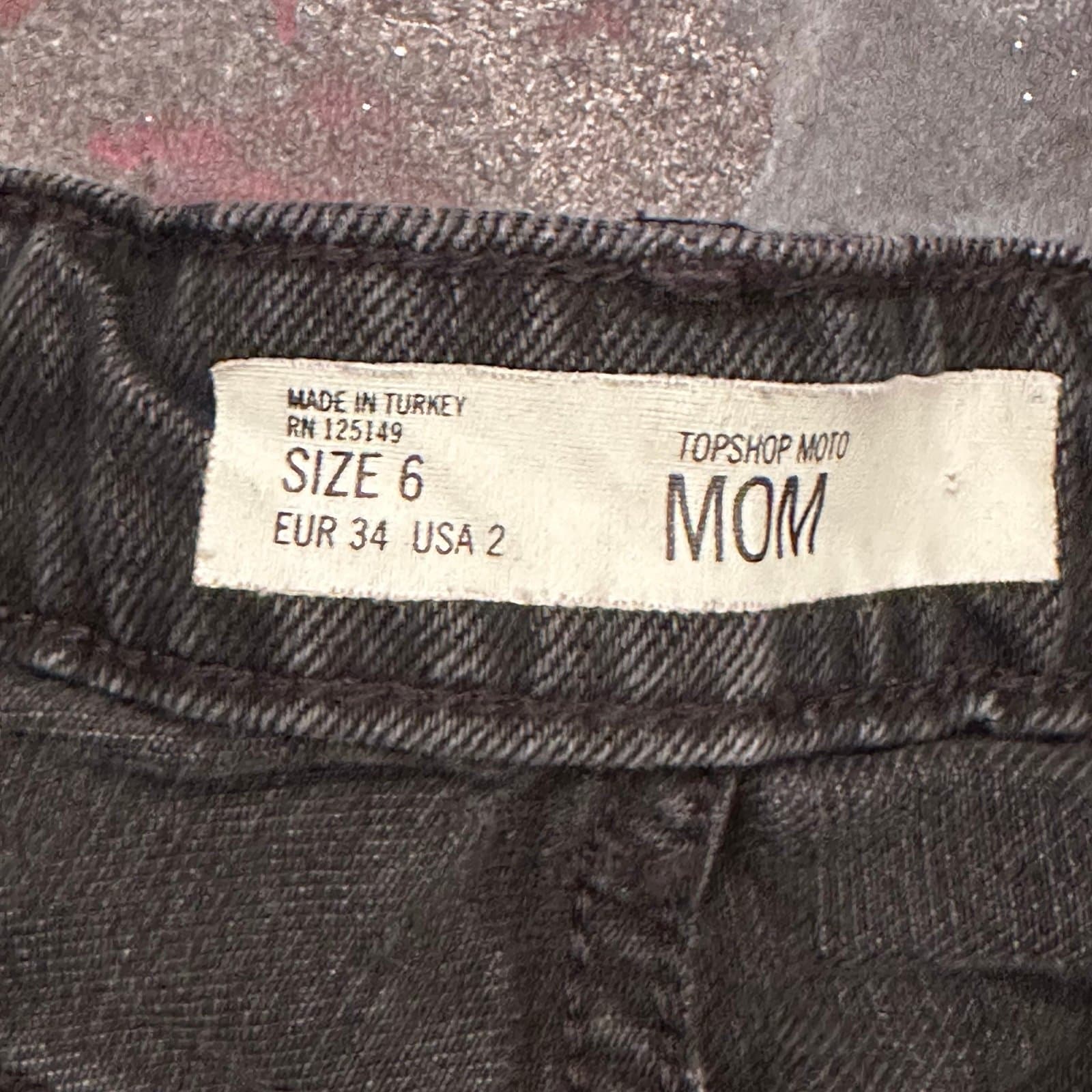 Topshop Moto Mom Denim Shorts Sz 2 black - Thumbnail 3