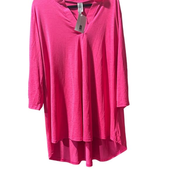 NWT Honey Me Women's Pink V-Neck Blouse - Thumbnail 3