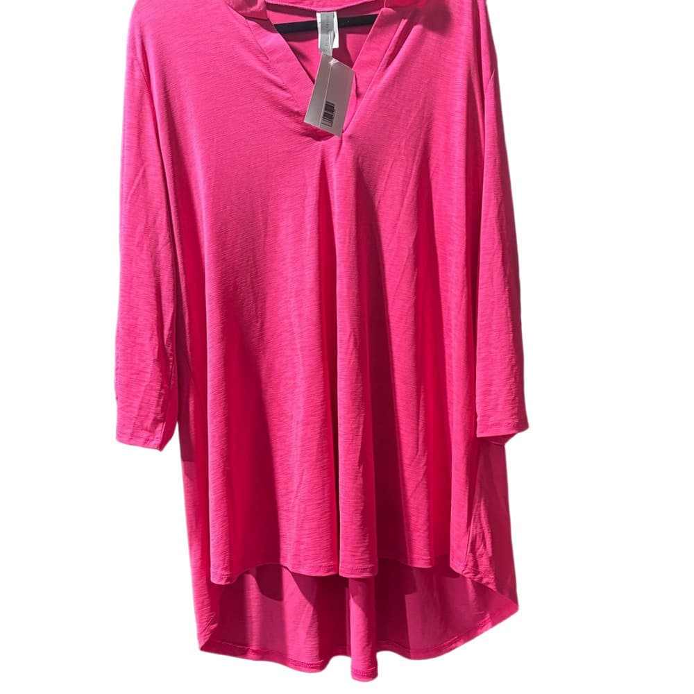 NWT Honey Me Women's Pink V-Neck Blouse - Thumbnail 2