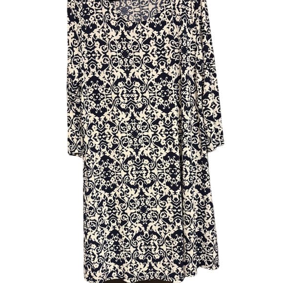 Honeyme Navy and White Floral Knee Length Dress - Thumbnail 4