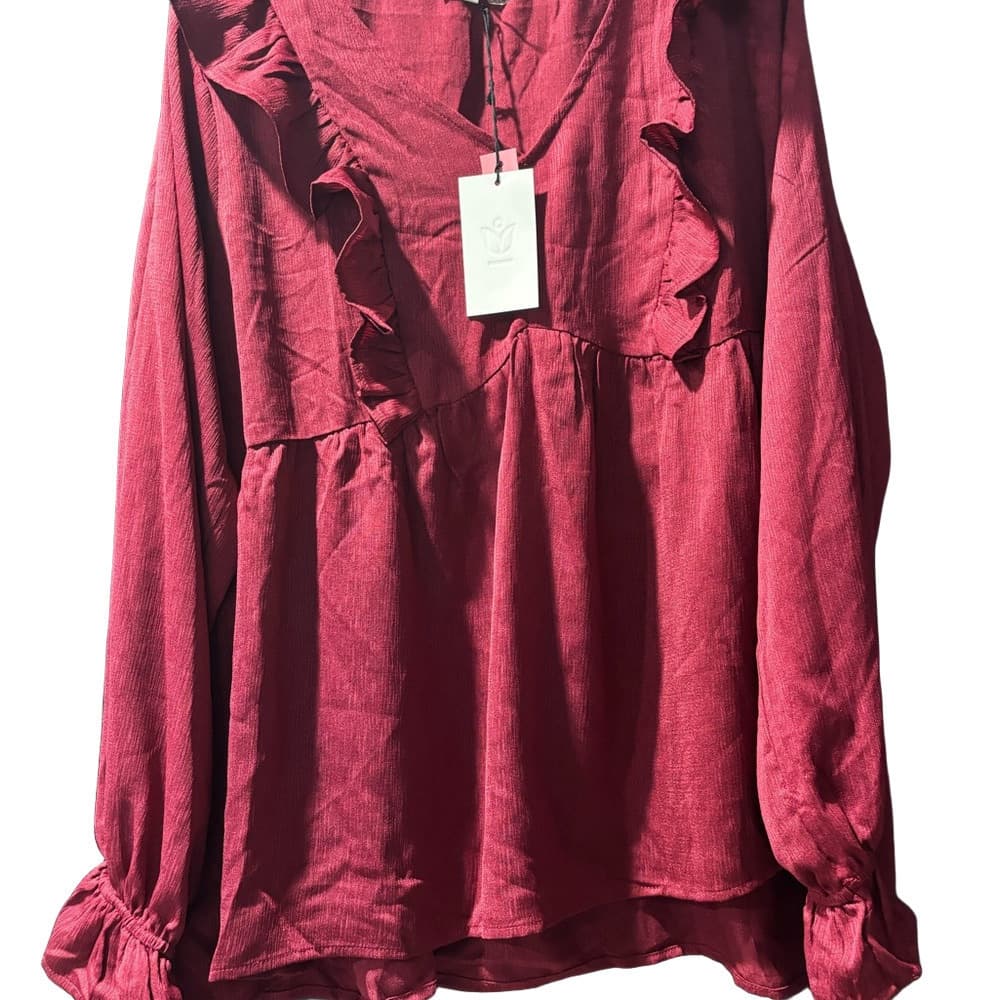 ANDREE BY UNIT Red Ruffled Long Sleeve Blouse​ - Thumbnail 2