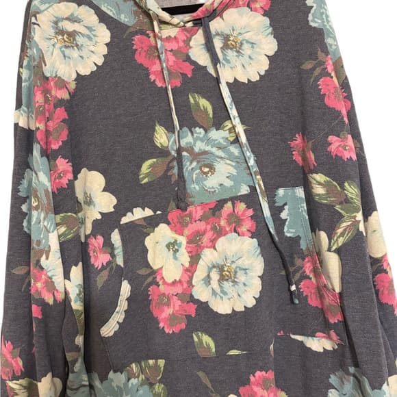Honeyme Floral Hoodie with Pink and Blue Hues - Thumbnail 4