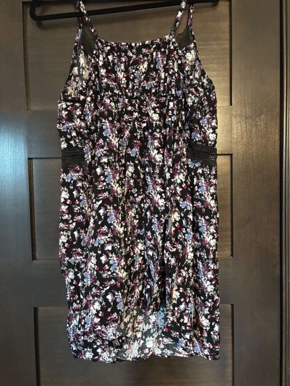 Cacique Black Floral Lace-Trim Nightgown with Pink & White Accents - Thumbnail 2