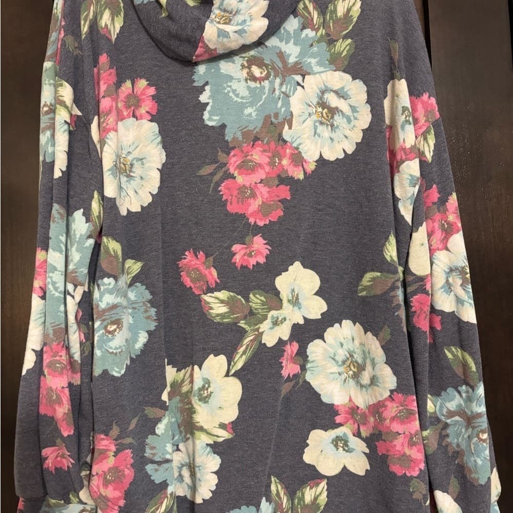 Honeyme Floral Hoodie with Pink and Blue Hues - Thumbnail 2