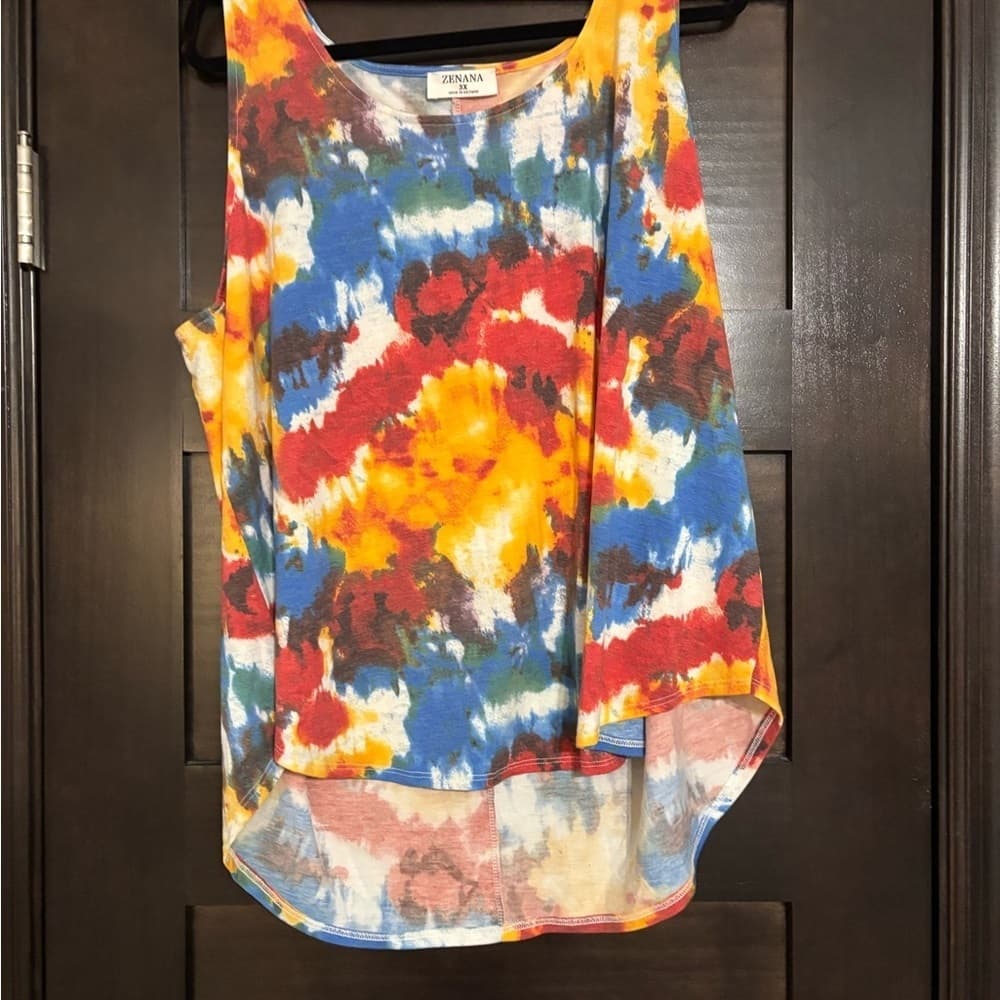 NWOT Zenana Multicolor Tie-Dye Women's Tank Top - Thumbnail 2