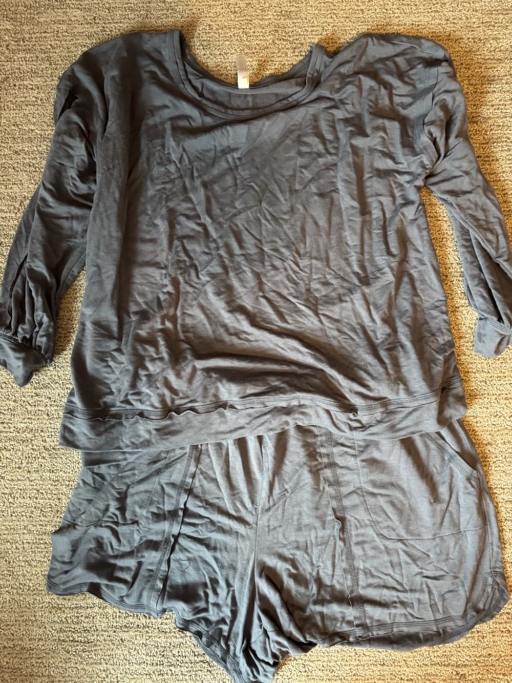Cacique Gray/ Blue Pajama Top and Shorts Set - Thumbnail 3