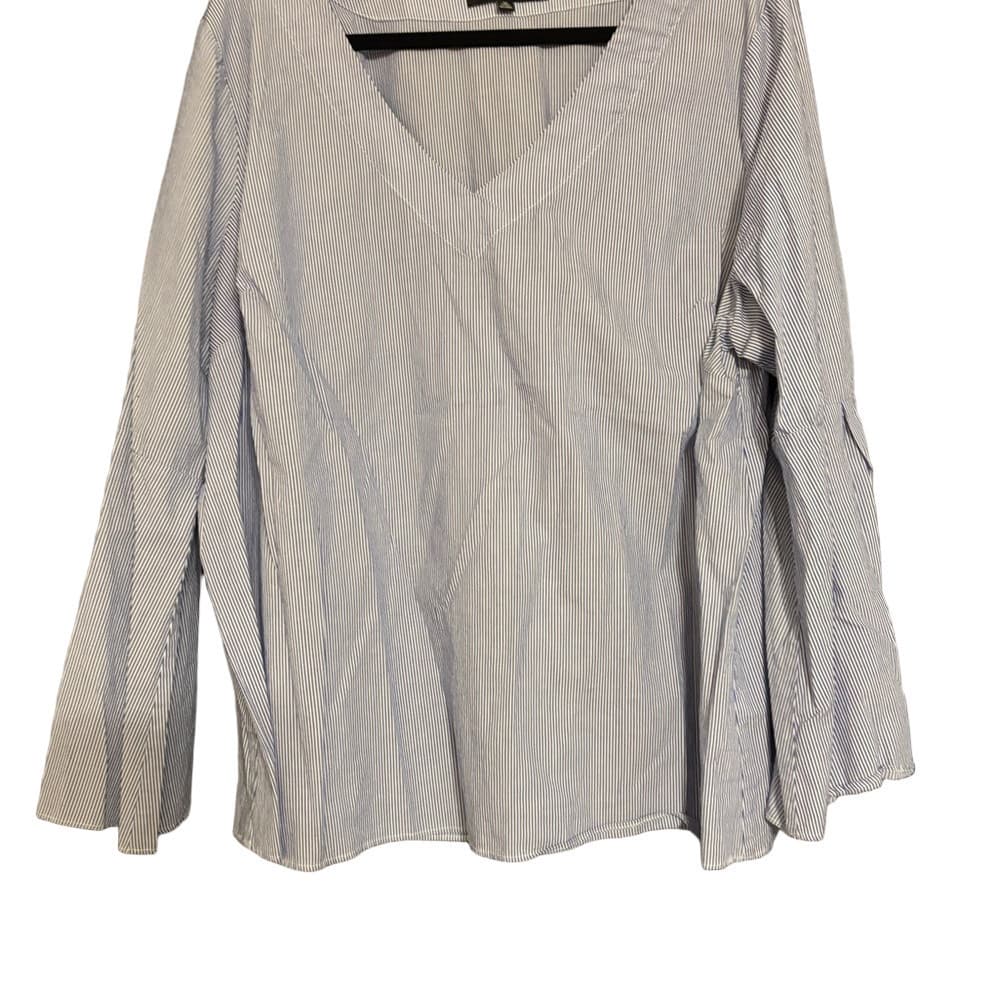 Eloquii Blue Pin Striped Women's Top - Thumbnail 2