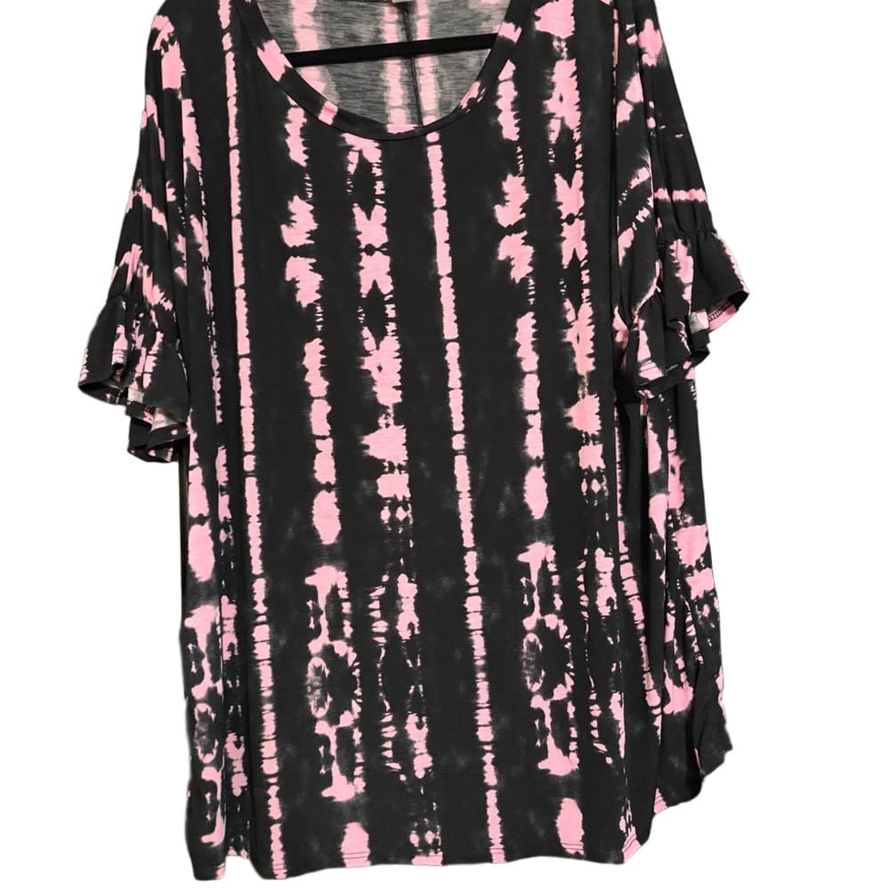 Sew in Love Pink and Black Tie-Dye Women's Top - Thumbnail 2