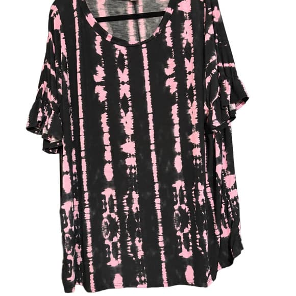 Sew in Love Pink and Black Tie-Dye Women's Top - Thumbnail 3