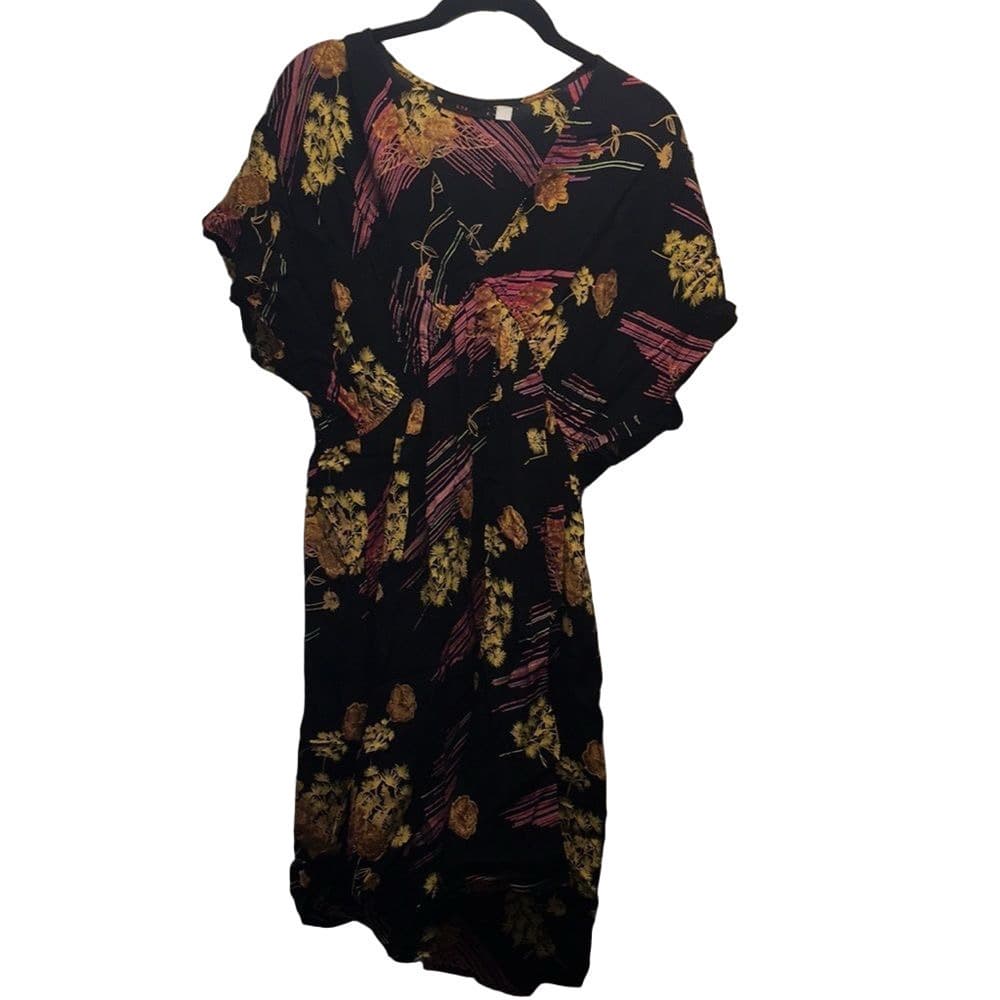 Pretty Pattern Black V-neck Dress - Thumbnail 4