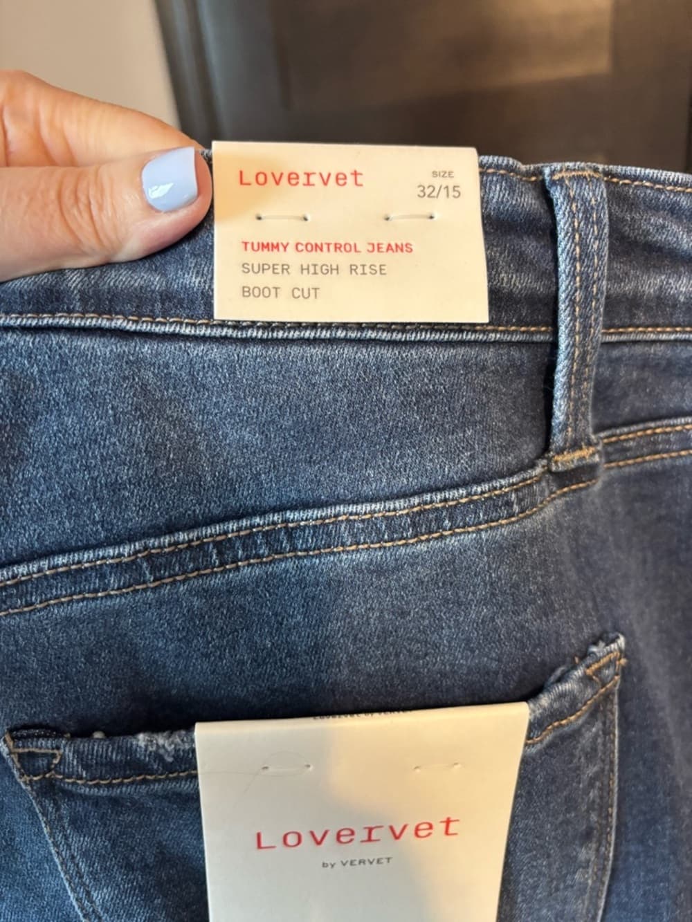 NWT Lovervet Women's Dark Indigo Tummy Control, Boot Cut Jeans - Stretch Denim - Thumbnail 2