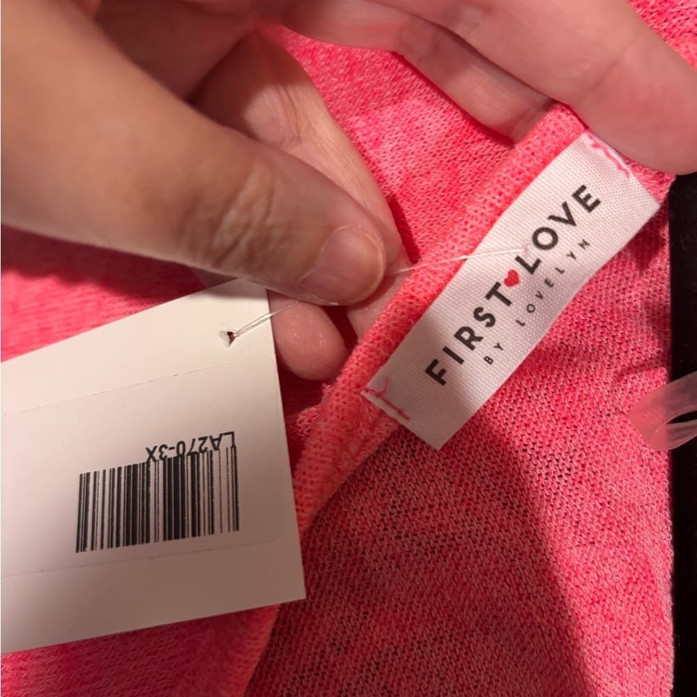 NWT First Love Bright Pink Knit Top with Button Detail - Thumbnail 2