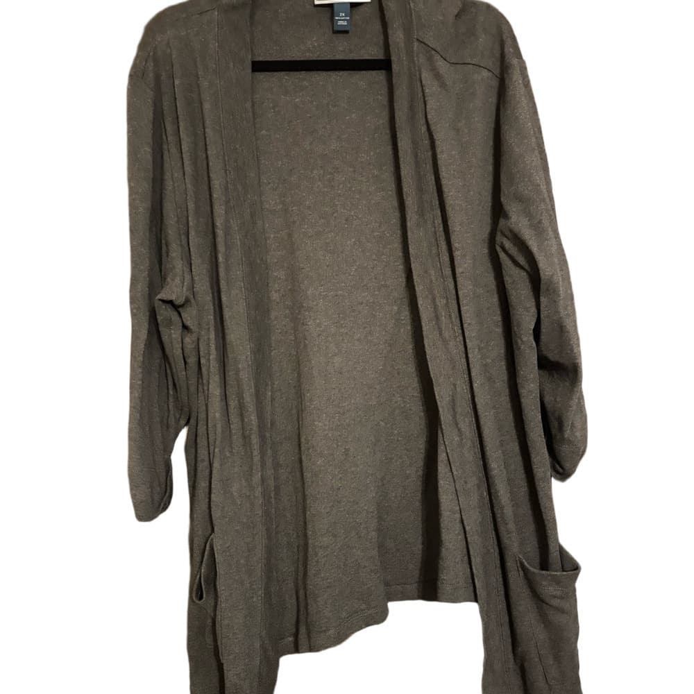 NWOT Karen Scott Charcoal Open Front Cardigan - Thumbnail 2