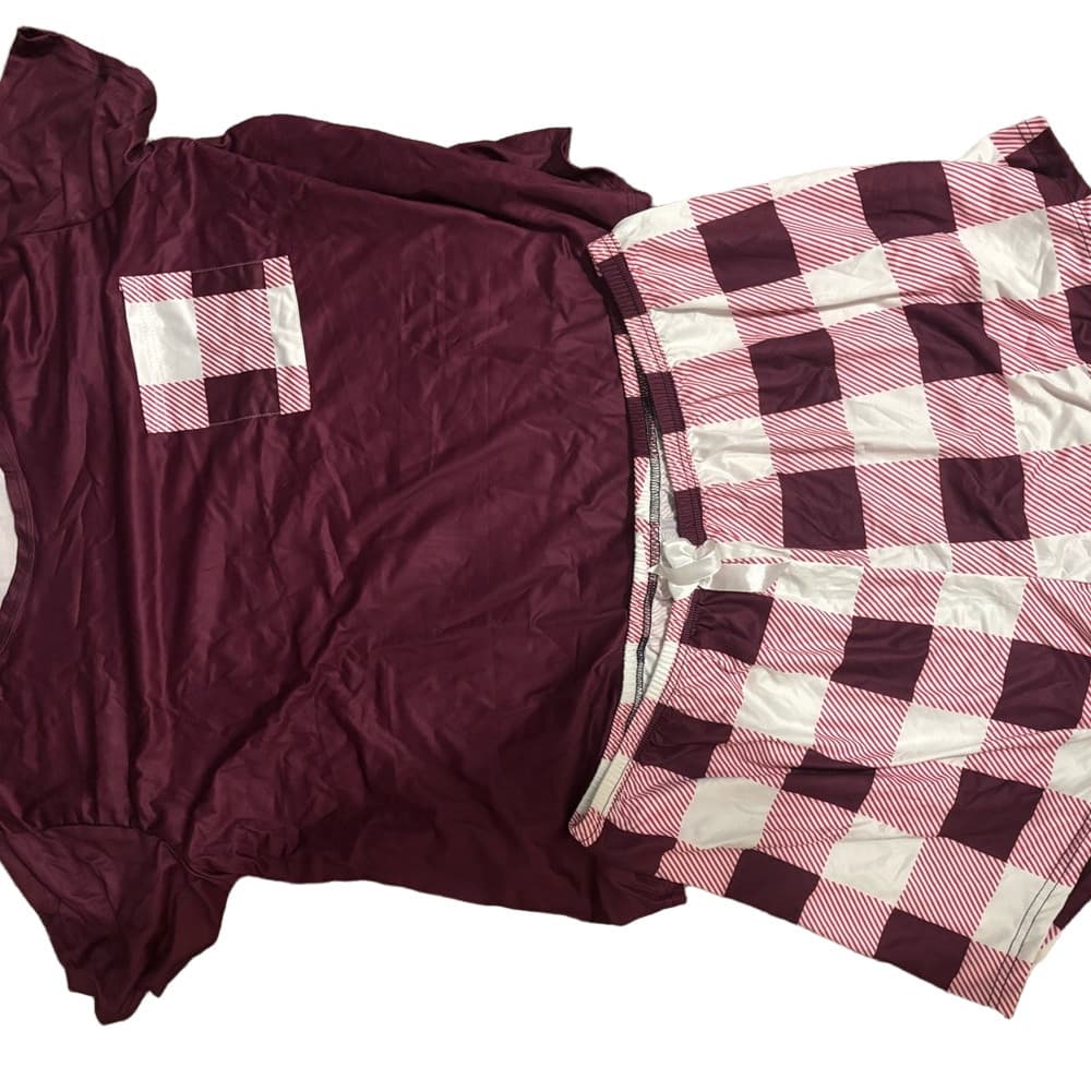 NWOT Shein 4XL Burgundy and Pink Plaid Pajama Set - Thumbnail 2