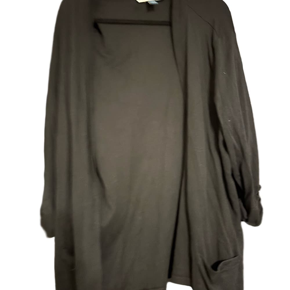 NWOT Karen Scott Black Open Front Knit Cardigan - Thumbnail 2