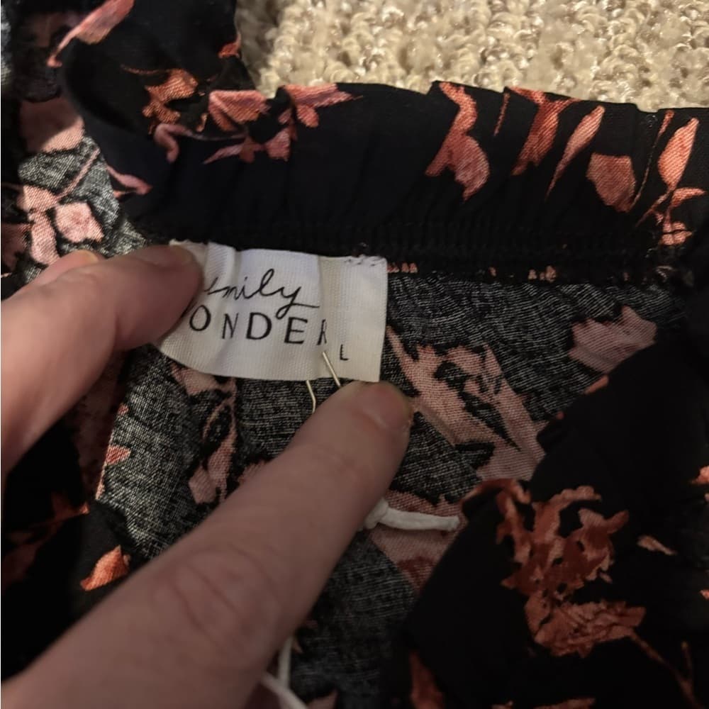 Emily Wonder Stylish Black and Pink/Peach Floral Off-Shoulder/Boat Neck Blouse - Thumbnail 2