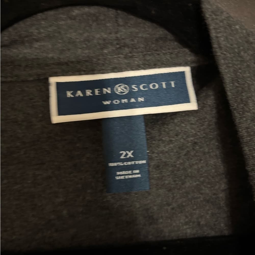 NWOT Karen Scott Charcoal Open Front Cardigan