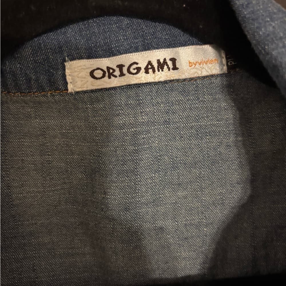NWOT Origami Stylish Denim Blue and Cream Lace Top/Dress - Thumbnail 2