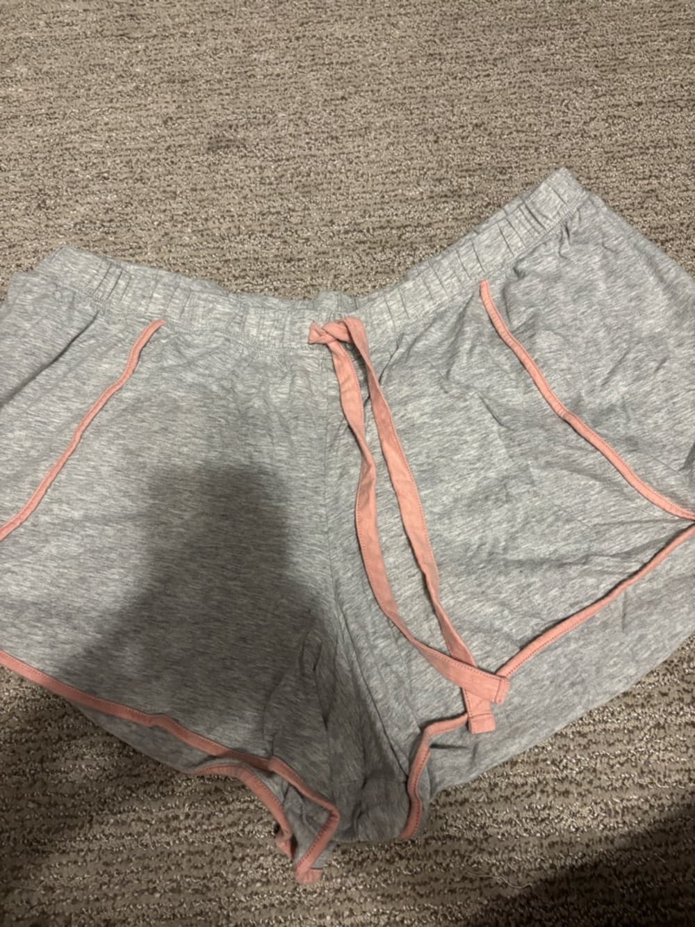 Cacique Gray Lounge Shorts with Pink Trim - Thumbnail 2