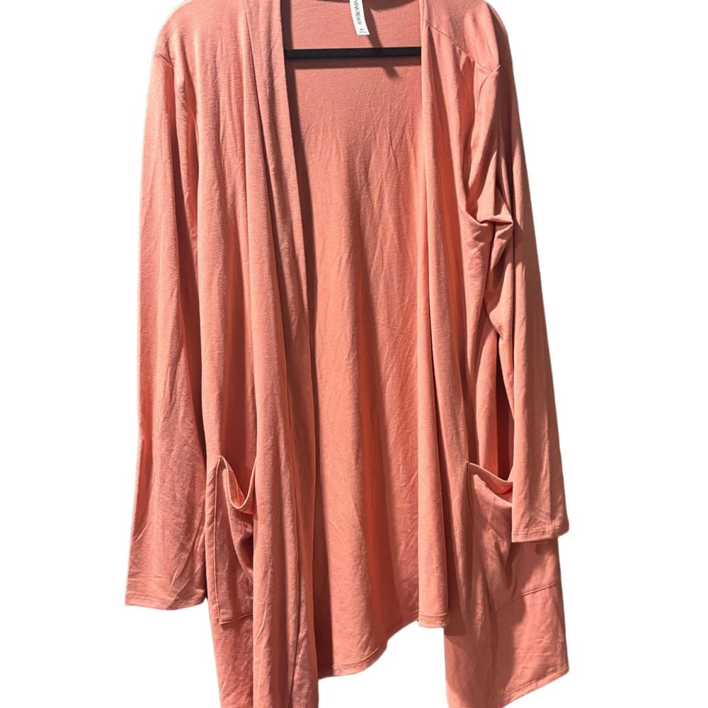NWOT Zenana Outfitters Peach Open Cardigan Light Weight - Thumbnail 2