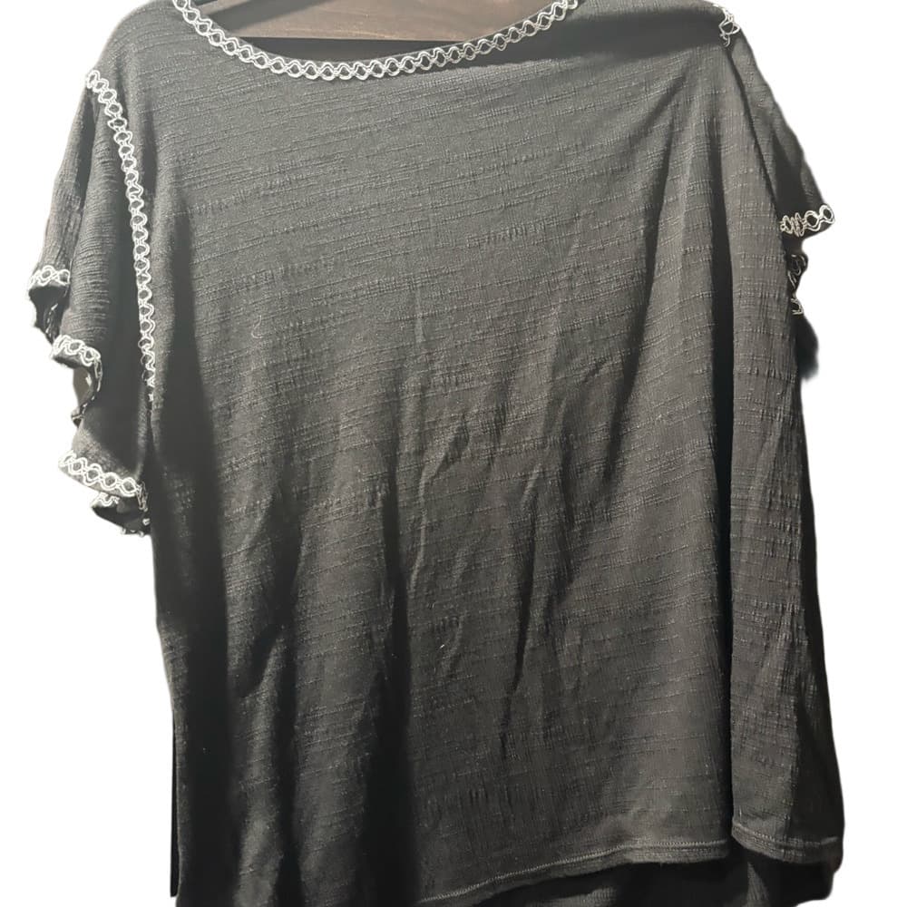 Elegant Black Linen Women's Top - Thumbnail 2
