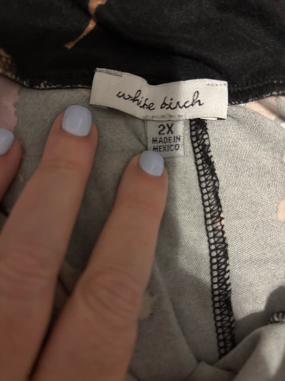 white birch Black Floral Sleep Shorts with Pink & Lavender Flowers - Thumbnail 2