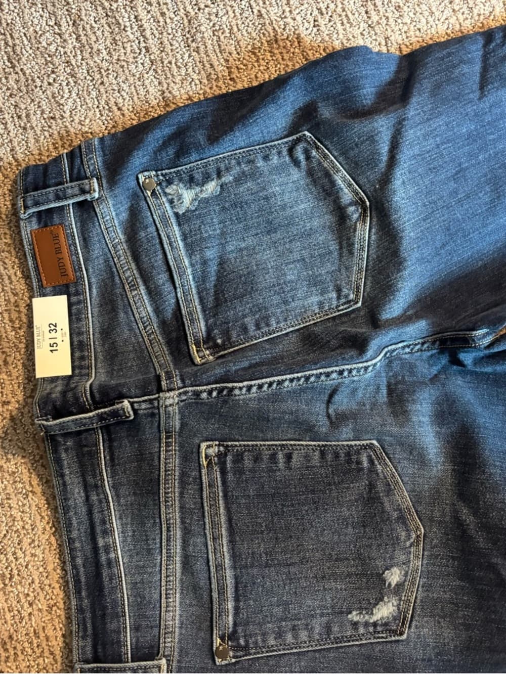 Judy Blue Dark Blue Mid Rise Distressed Bootcut Jeans