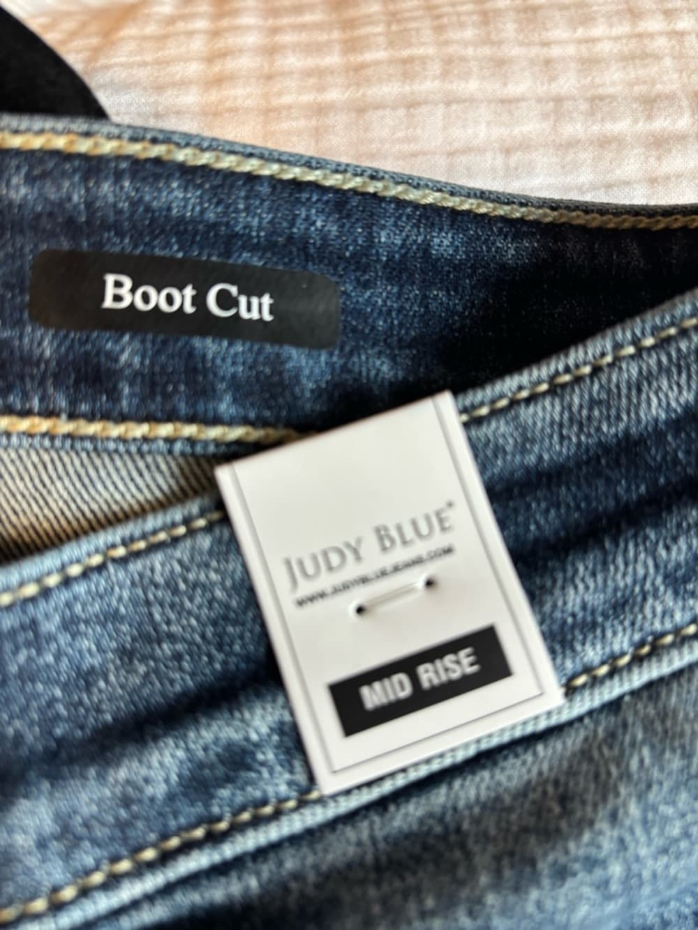 Judy Blue Dark Blue Mid Rise Distressed Bootcut Jeans - Thumbnail 3