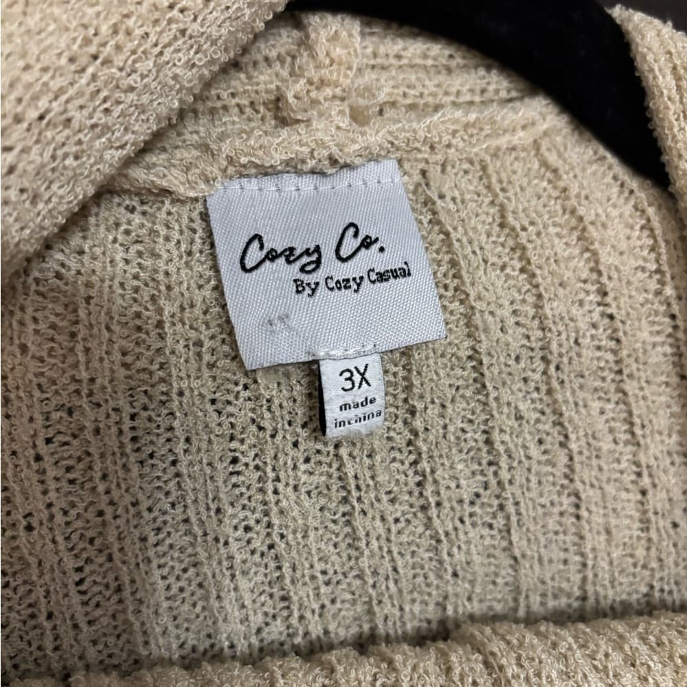 Two-piece set. Knit, Comfy, Tan, Women's Cardigan and Pants - Thumbnail 2