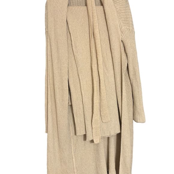 Two-piece set. Knit, Comfy, Tan, Women's Cardigan and Pants - Thumbnail 4