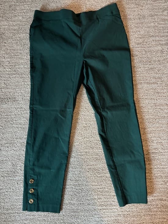 Roz & Ali Deep Green Elastic-Waist Pants - Thumbnail 4