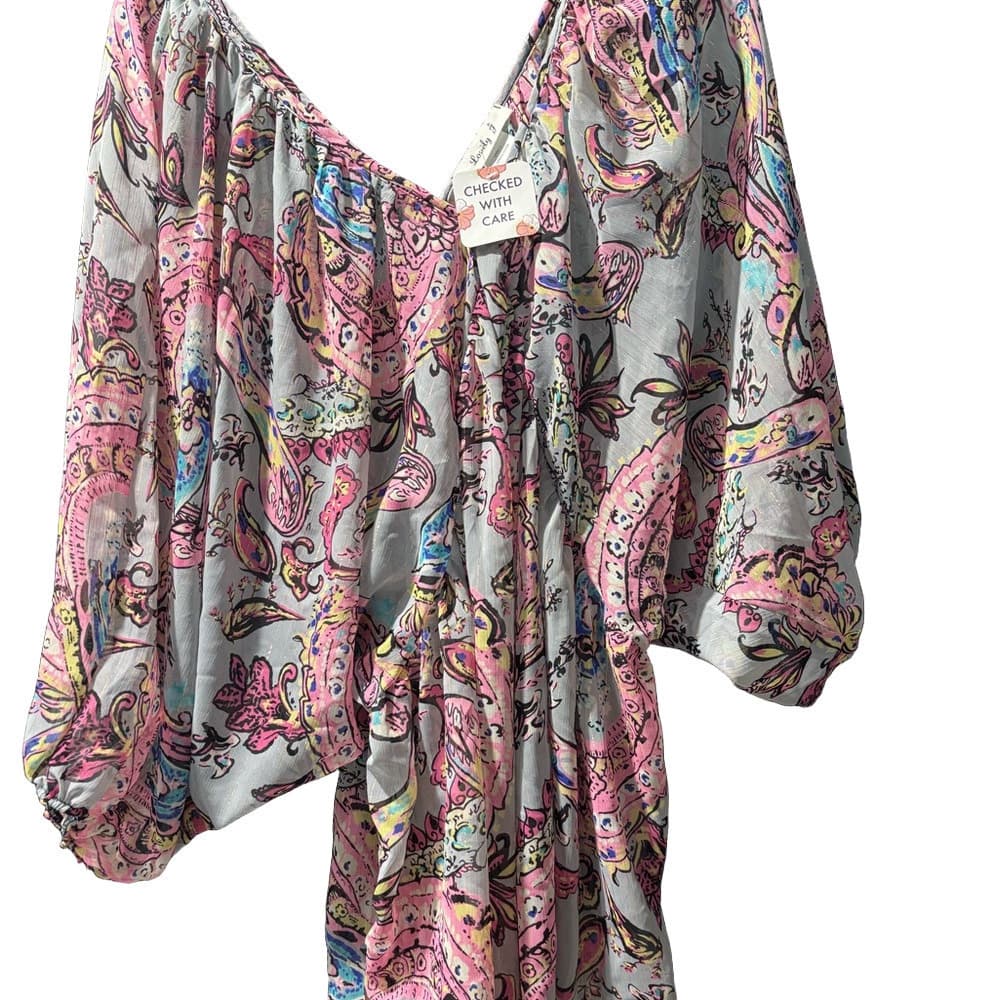 Cream Asymmetrical Ruffled 3/4 Sleeve Blouse​ - Thumbnail 2