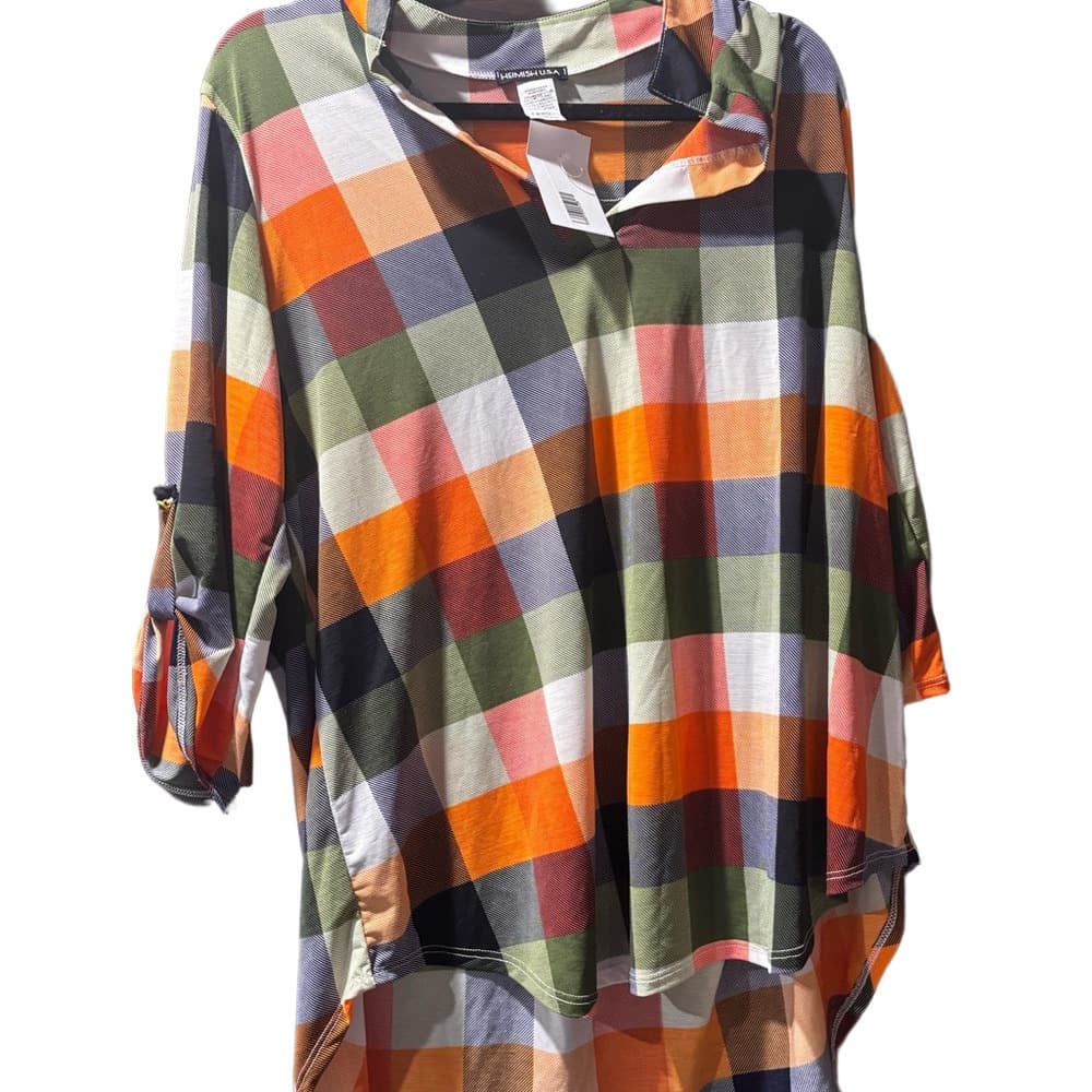 NWT Heimish USA Plaid Multicolor Women's Top 2X - Thumbnail 2