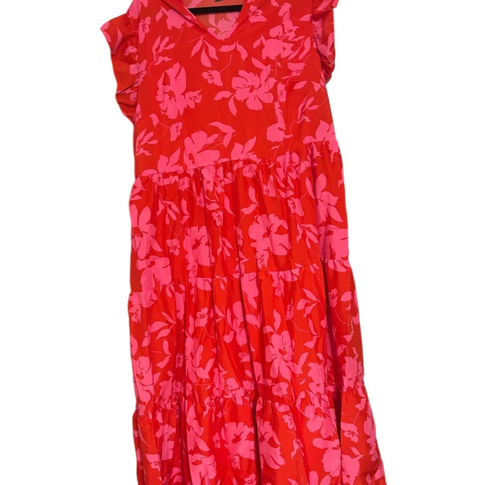 NWOT Shein Floral Red and Pink Long Dress - Thumbnail 2