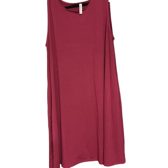 NWOT Zenana Knit Sleeveless Burgundy Dress - Thumbnail 3
