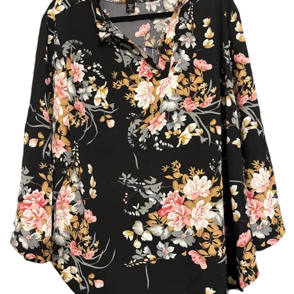 NWOT Shein 3XL Floral Black Blouse - Thumbnail 3