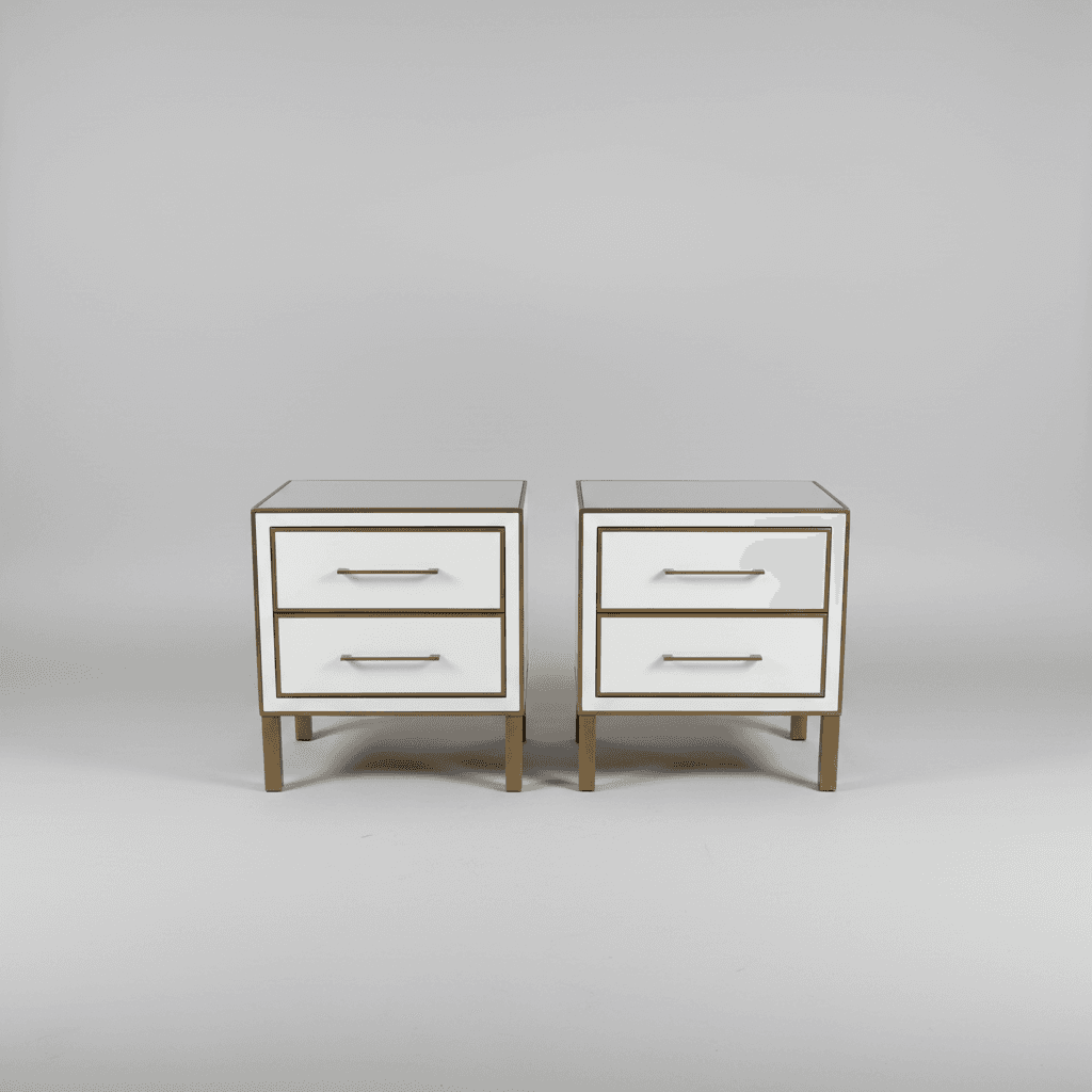 Pair (2) TOV Furniture Emily Pink Lacquer Side End Tables Nightstands HR2 - Thumbnail 2