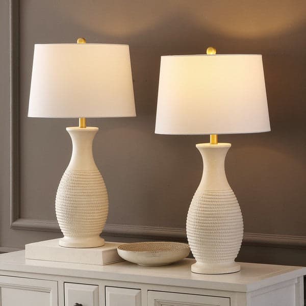 Safavieh Bone White Bentlee Polyresin Table Lamp Set of 2 FFE-1459 - Thumbnail 3