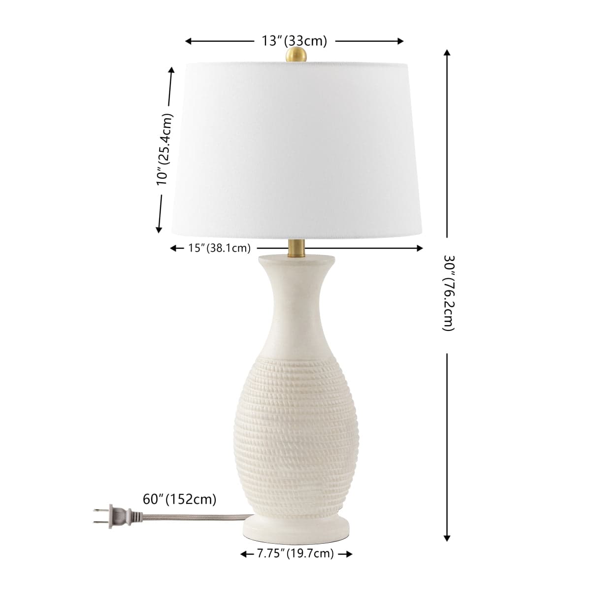 Safavieh Bone White Bentlee Polyresin Table Lamp Set of 2 FFE-1459 - Thumbnail 4