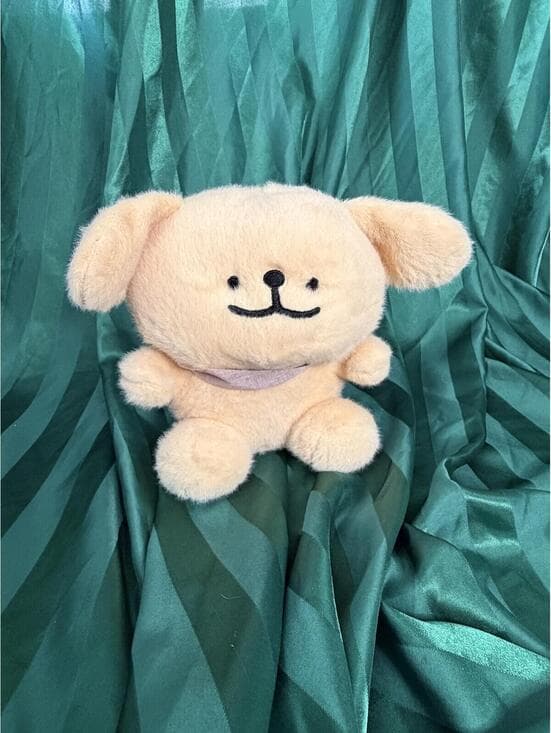 MINISO Maltese Puppy Dog Plush Pink Bandana Kawaii Smiling Eyes