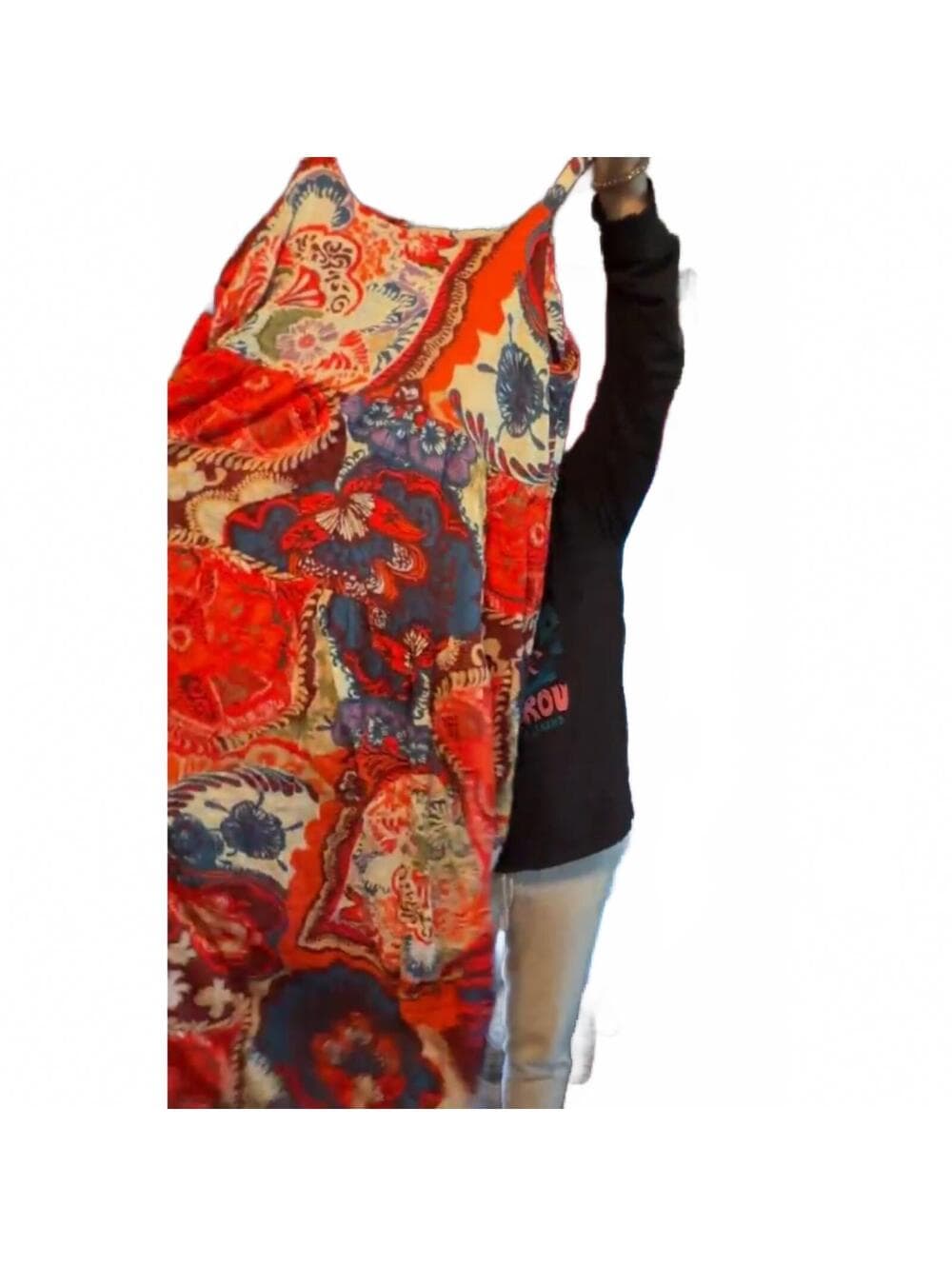 Womens Boho Floral Maxi Dress Size M Orange Cami Flowy - Thumbnail 7