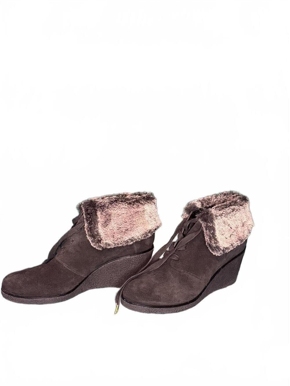 Cole Haan Suede Wedge Boots with Faux-Fur Lining - Thumbnail 2