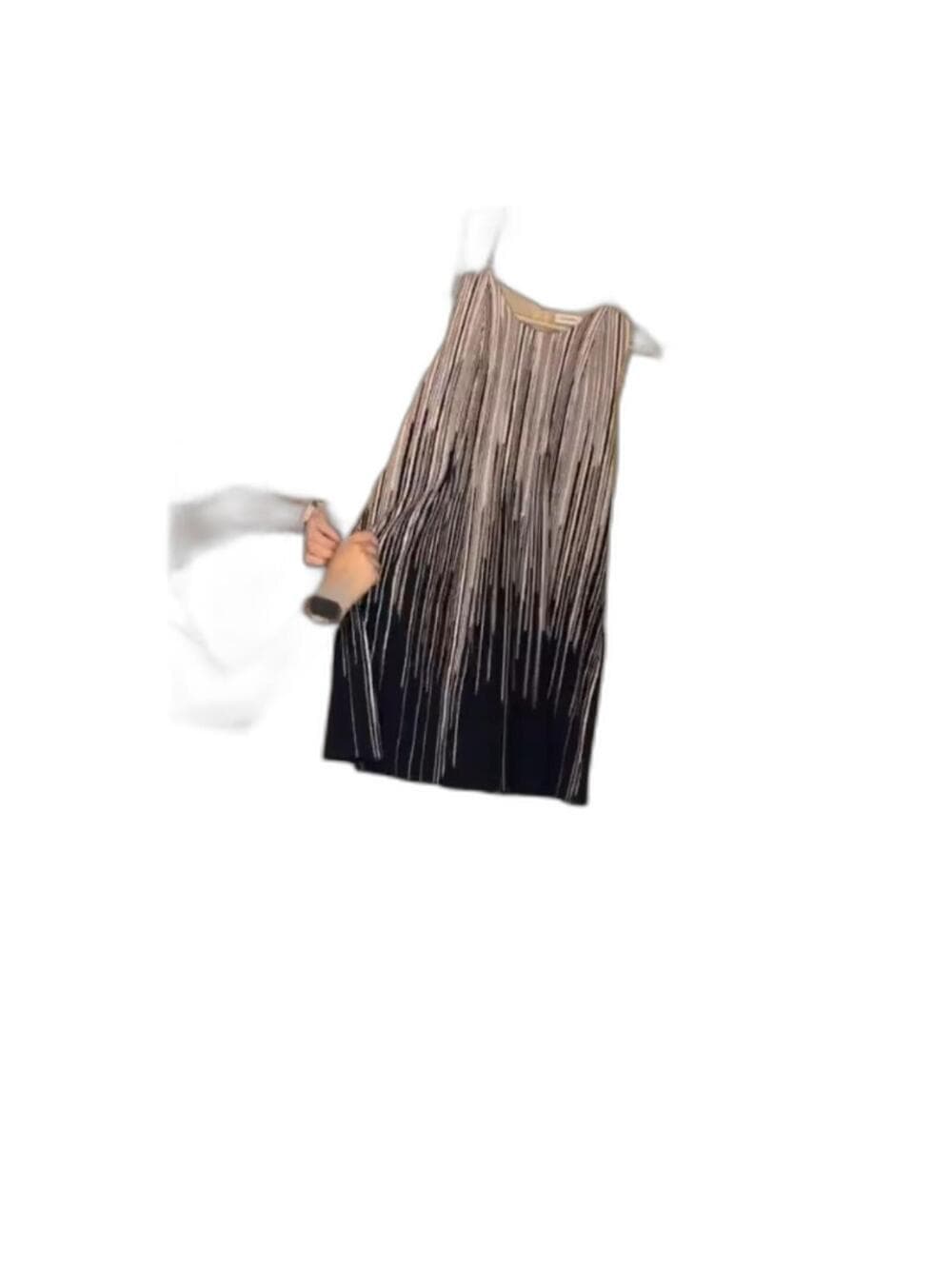 Calvin Klein Womens Striped Fringe Shift Sleeveless A-Line - Thumbnail 6