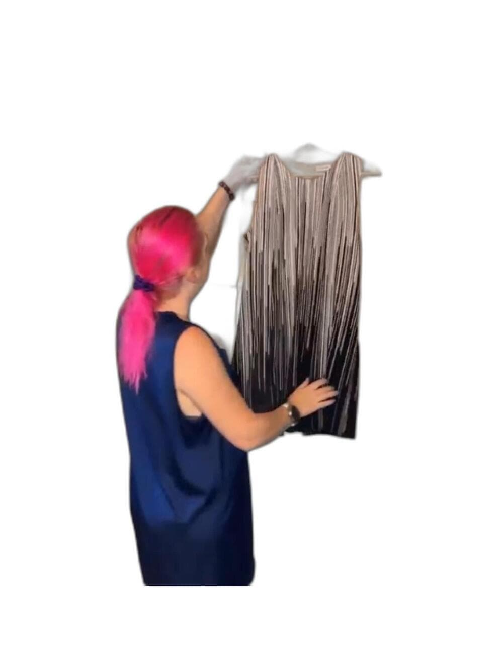 Calvin Klein Womens Striped Fringe Shift Sleeveless A-Line - Thumbnail 2
