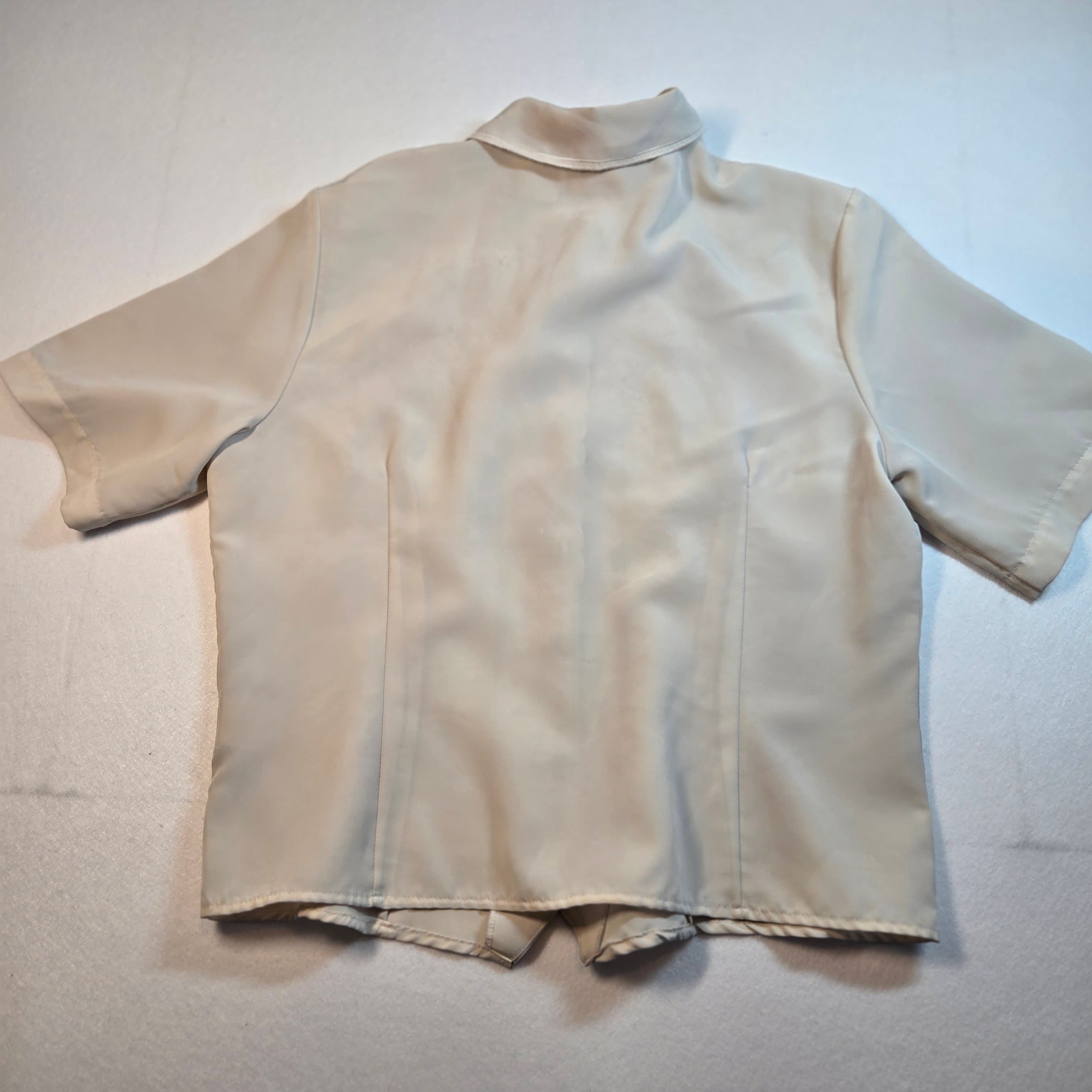 Vintage Embroidered Short Sleeve Blouse with Lace Detail - Thumbnail 4