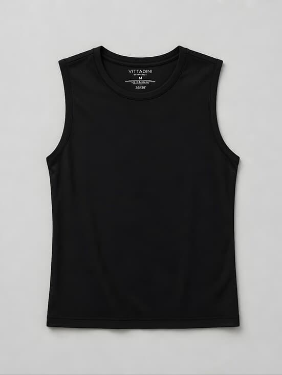 Adrienne Vittadini Ponte Sleeveless Top Black Crew Neck Shell Womens XS TP - Thumbnail 2