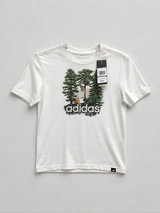 Adidas Boys Nature Hoops Graphic T-Shirt White Size 8 - Thumbnail 2