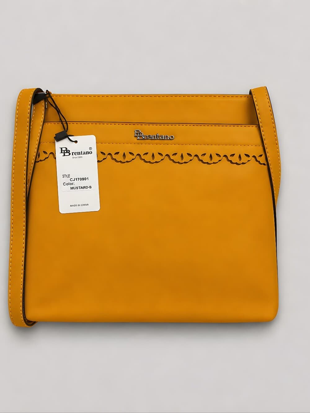 Brentano Mustard Scalloped Crossbody Bag for Women - Thumbnail 3
