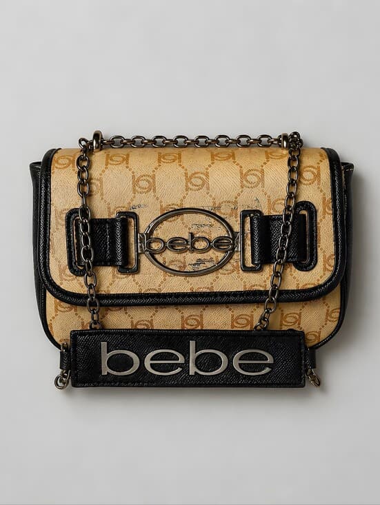 Bebe Leilani Printed Monogram Shoulder Bag Almond Black NWT - Thumbnail 4